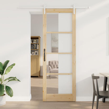 Schiebetür Orkdal Natur 83 X 232 Cm Massivholz Kiefer Und Glas