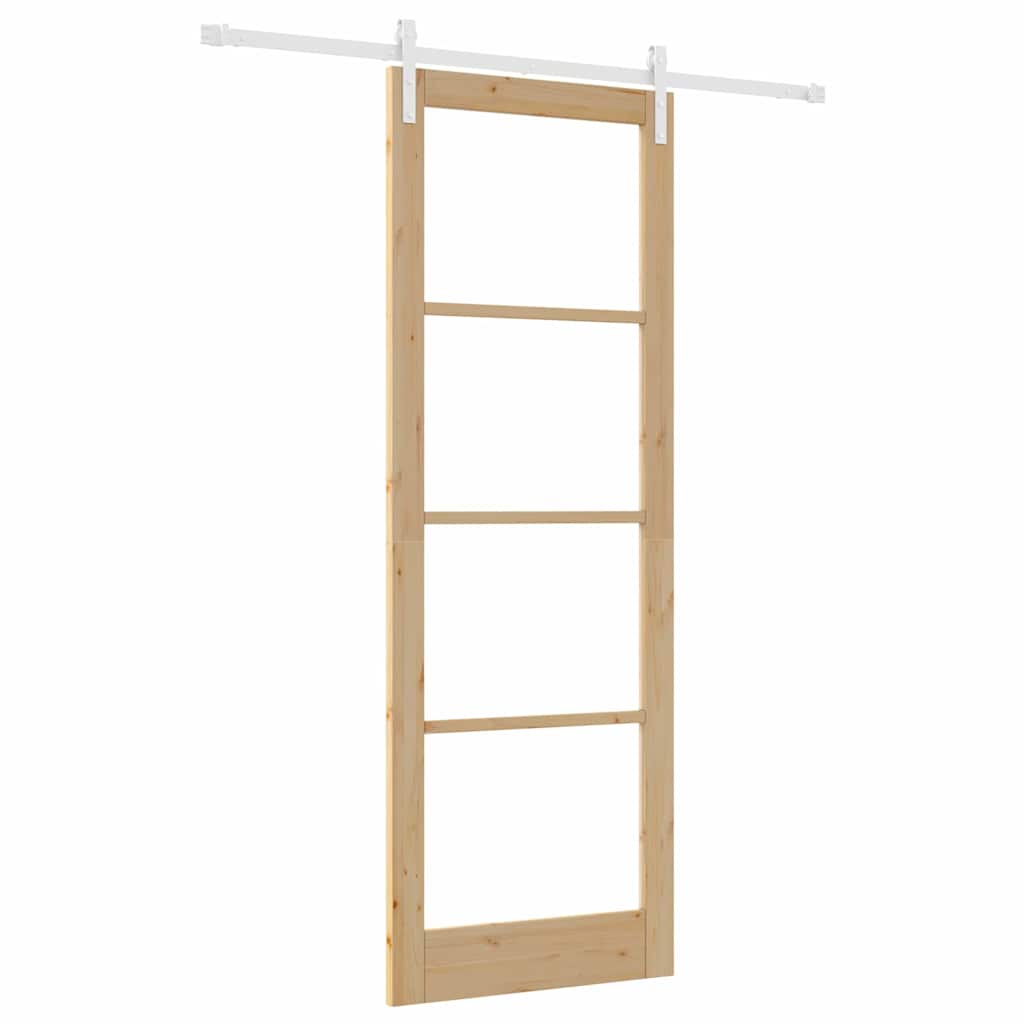 Schiebetür Orkdal Natur 83 X 232 Cm Massivholz Kiefer Und Glas