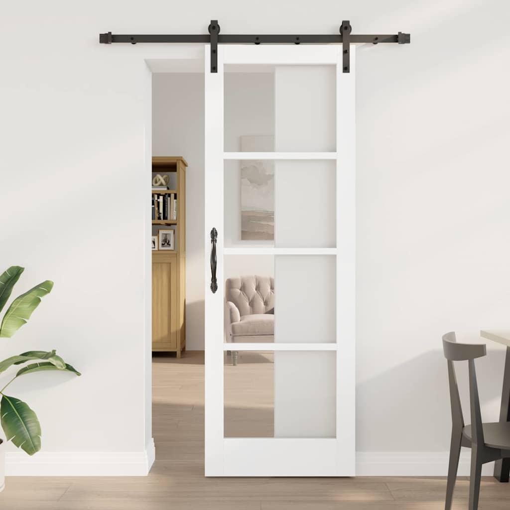 Schiebetür Orkdal Weiß 73,5 X 211 Cm Massivholz Kiefer Und Glas