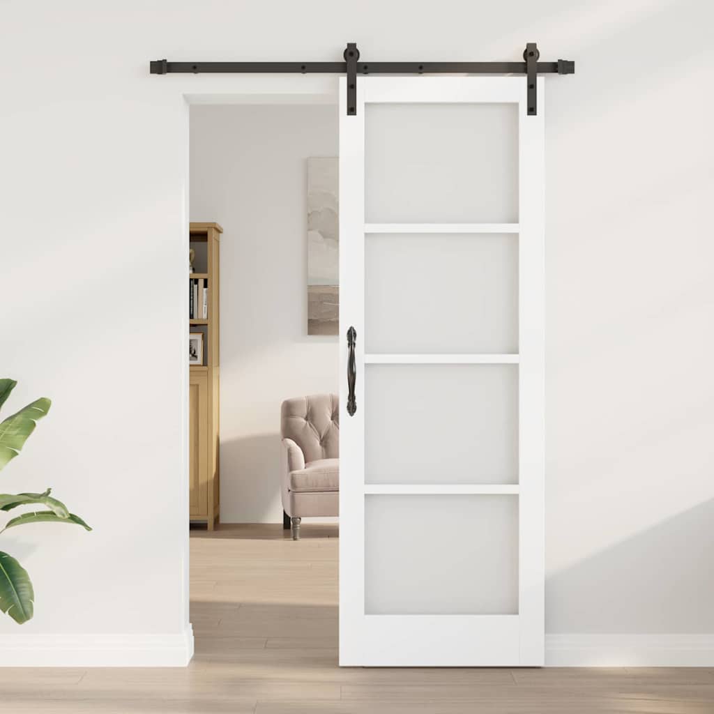 Schiebetür Orkdal Weiß 73,5 X 211 Cm Massivholz Kiefer Und Glas