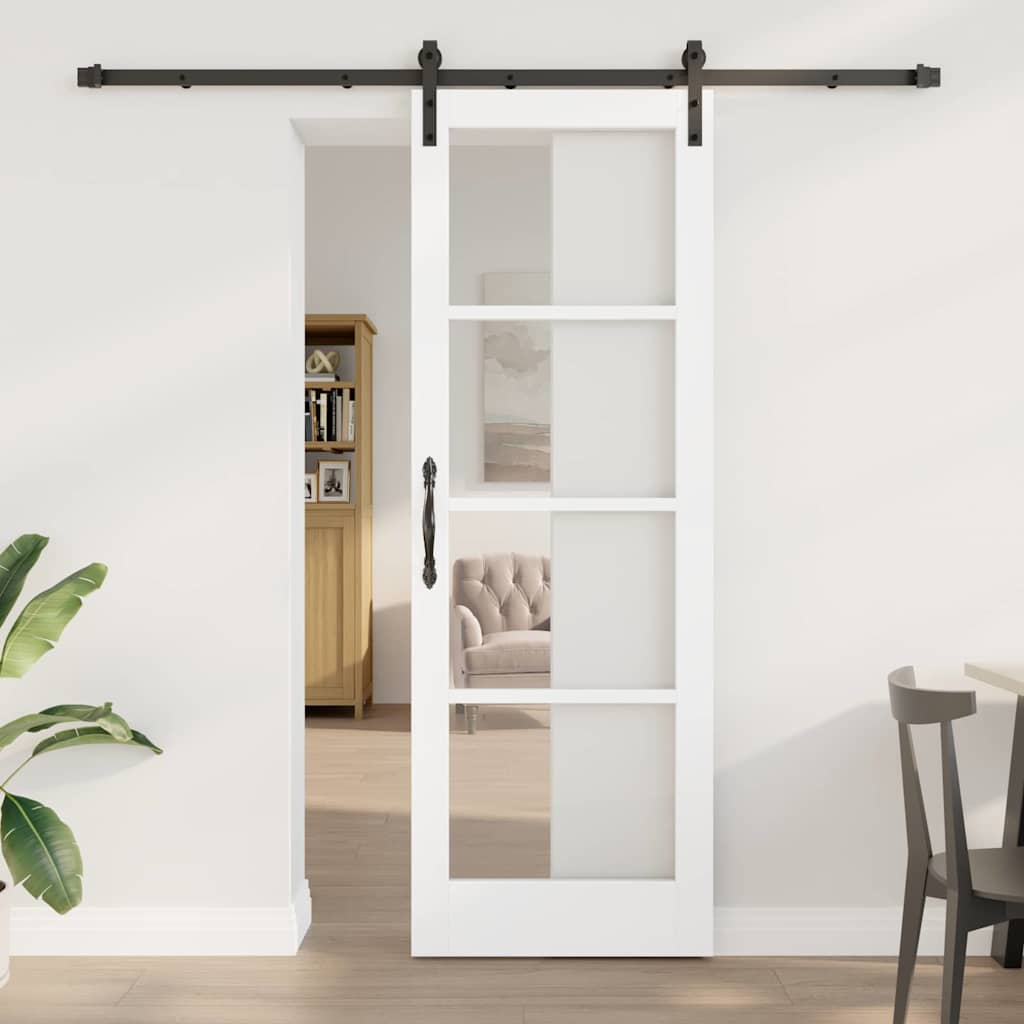 Schiebetür Orkdal Weiß 73,5 X 211 Cm Massivholz Kiefer Und Glas