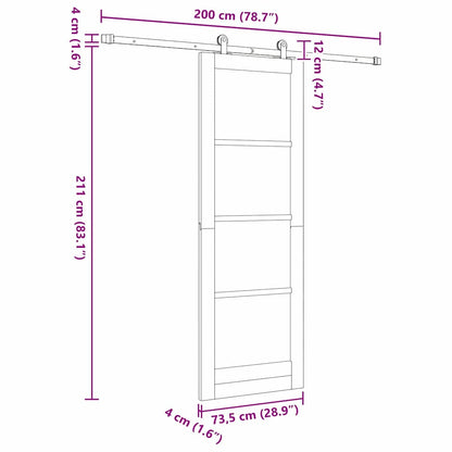 Schiebetür Orkdal Weiß 73,5 X 211 Cm Massivholz Kiefer Und Glas