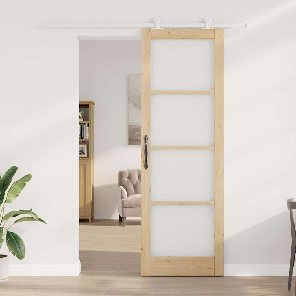Schiebetür Orkdal Natur 78 X 232 Cm Massivholz Kiefer Und Glas