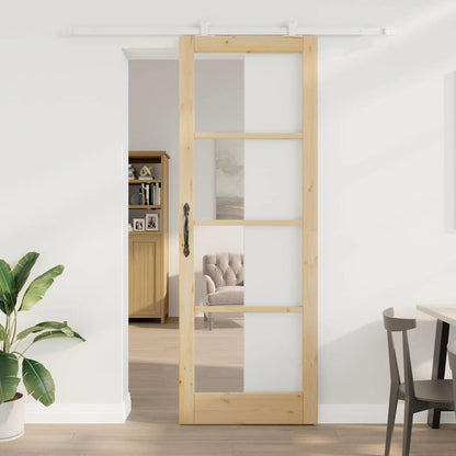 Schiebetür Orkdal Natur 83 X 232 Cm Massivholz Kiefer Und Glas
