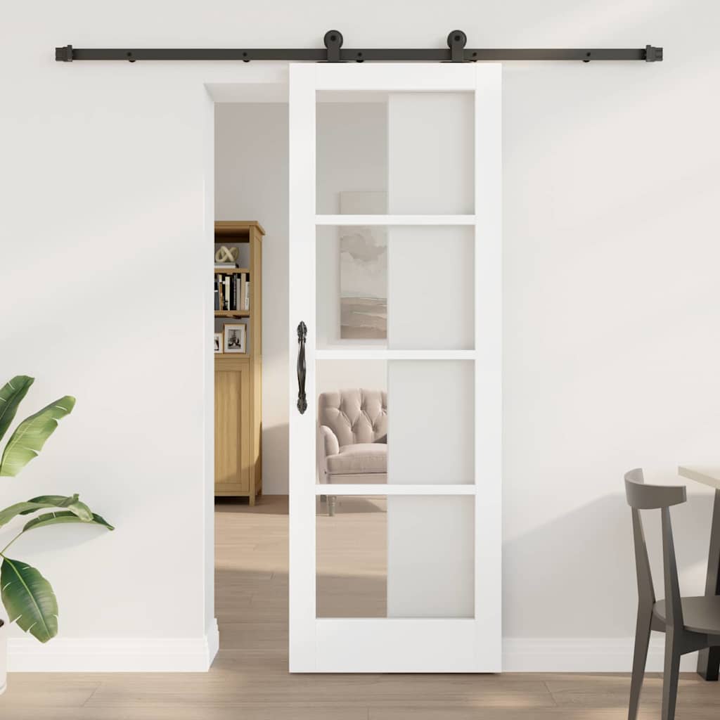 Schiebetür Orkdal Weiß 73,5 X 211 Cm Massivholz Kiefer Und Glas