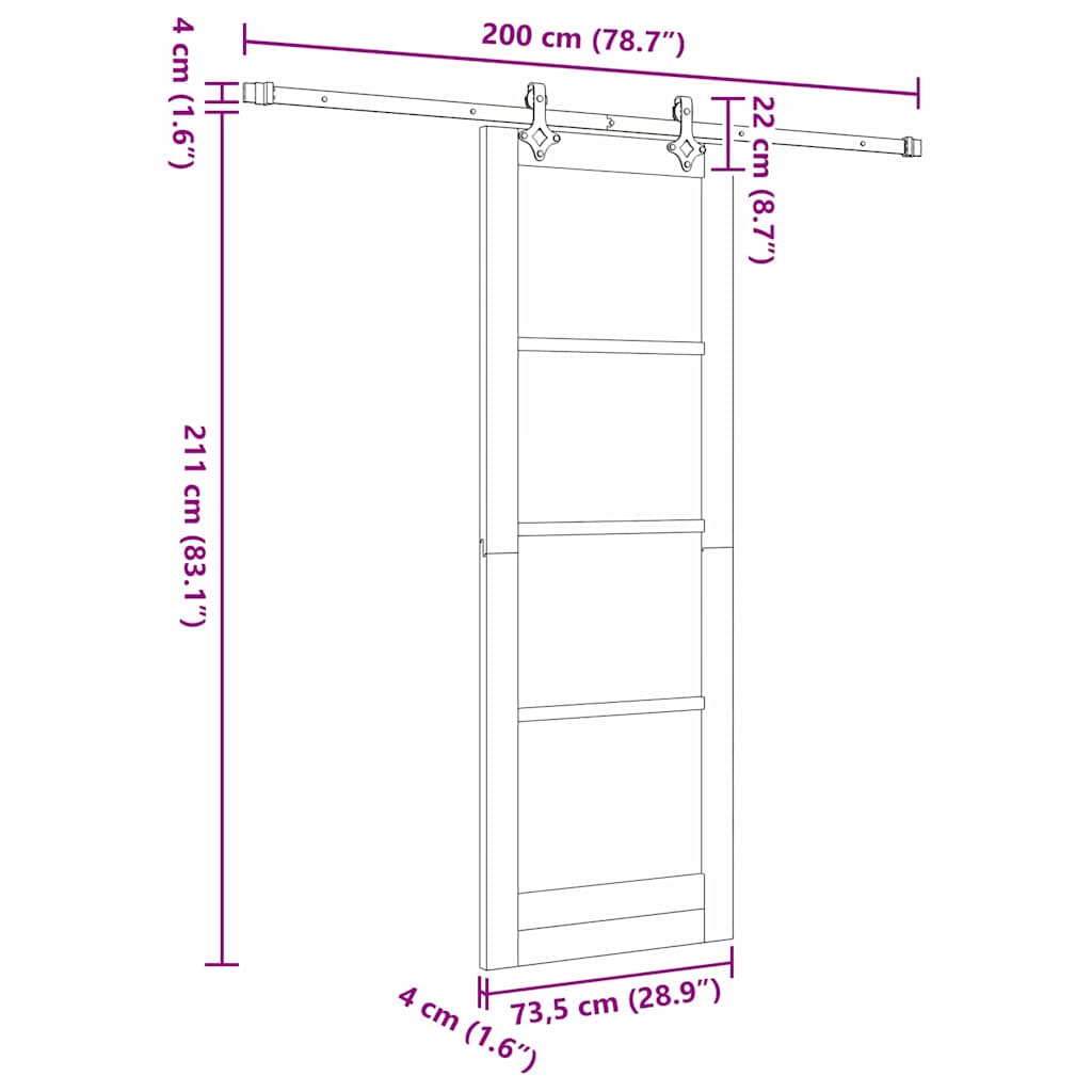 Schiebetür Orkdal Weiß Und Schwarz 73,5 X 211 Cm