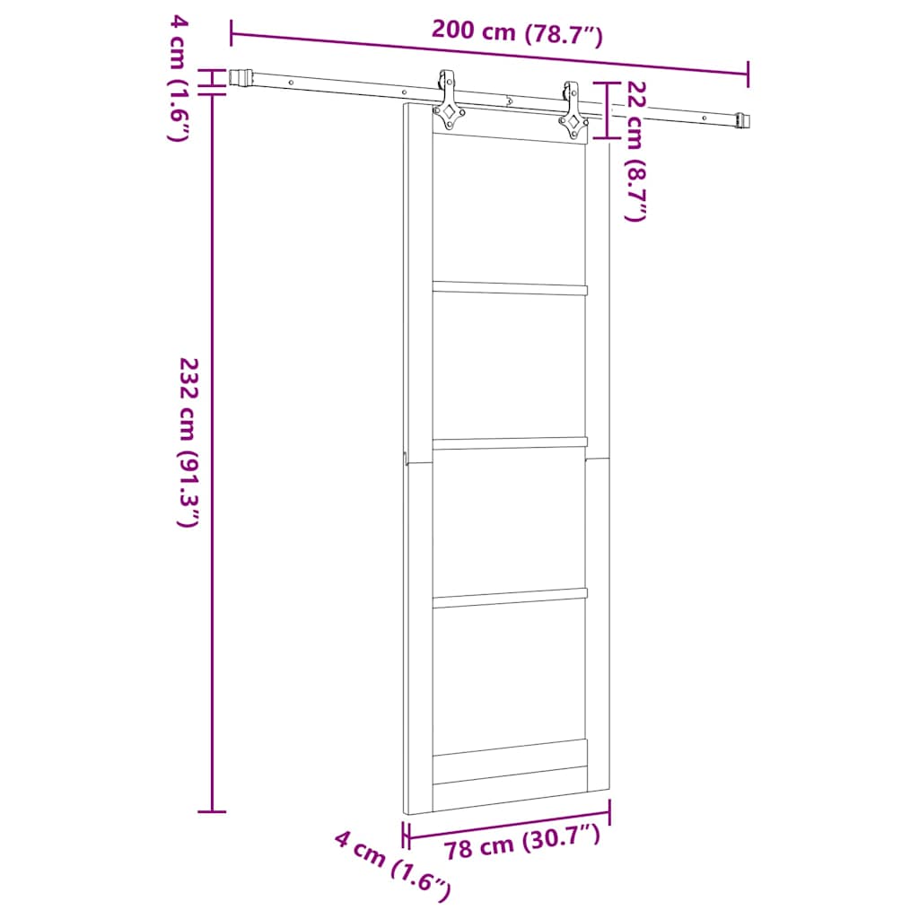 Schiebetür Orkdal Natürlich Und Schwarz 78 X 232 Cm