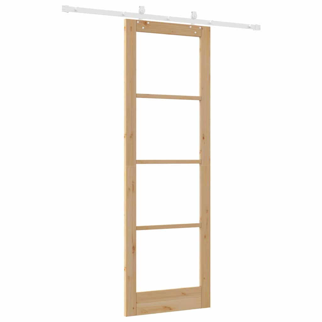 Schiebetür Natur 78 X 232 Cm Massivholz Kiefer Und Glas