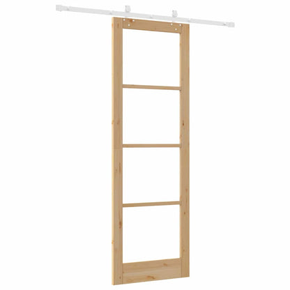 Schiebetür Natur 78 X 232 Cm Massivholz Kiefer Und Glas