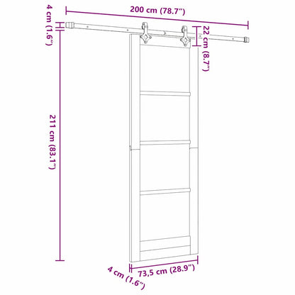 Schiebetür Weiß 73,5 X 211 Cm Massivholz Kiefer Und Glas