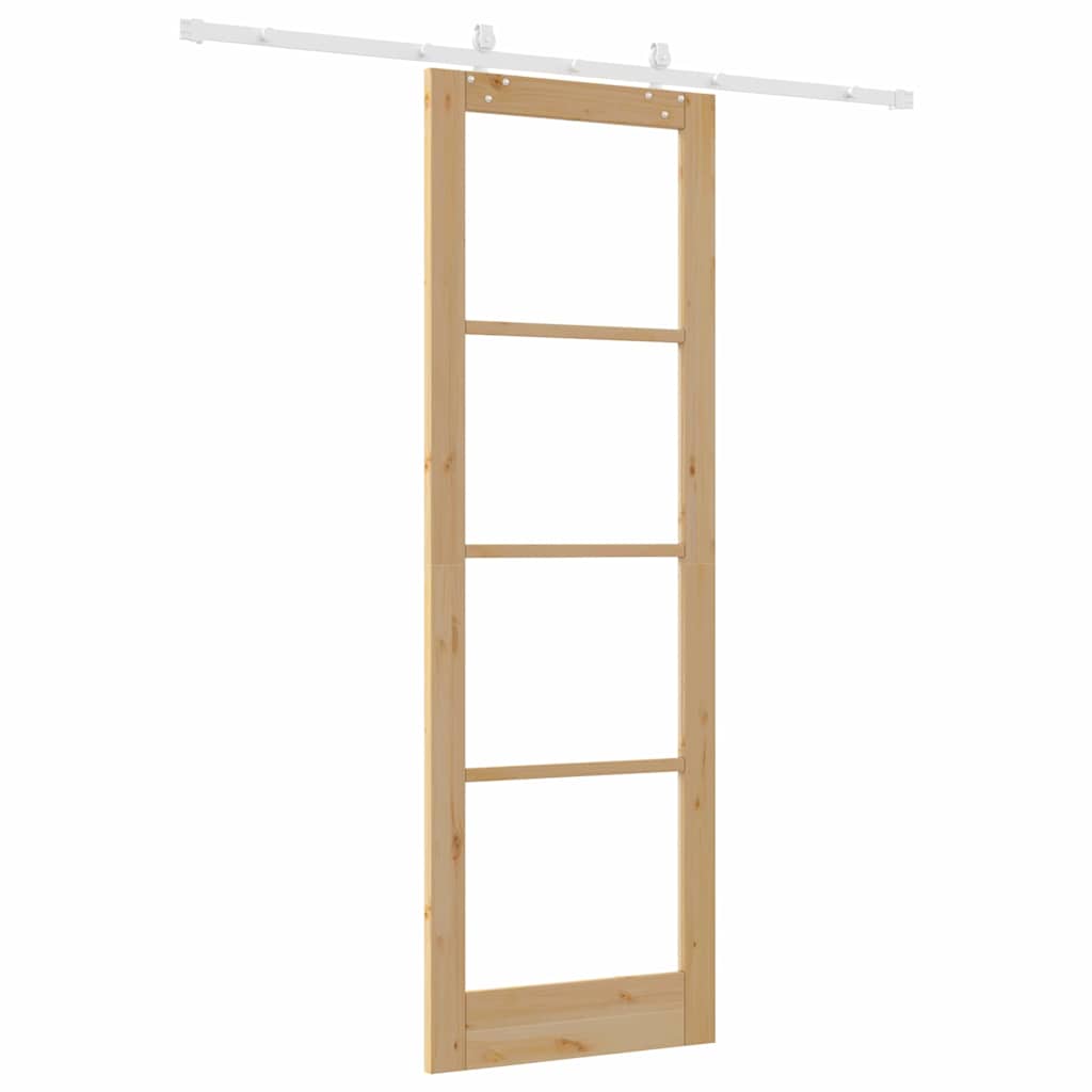 Schiebetür Natur 78 X 232 Cm Massivholz Kiefer Und Glas