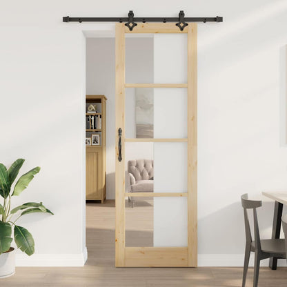 Schiebetür Natur 78 X 232 Cm Massivholz Kiefer Und Glas