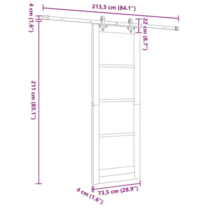 Schiebetür Weiß 73,5 X 211 Cm Massivholz Kiefer Und Glas
