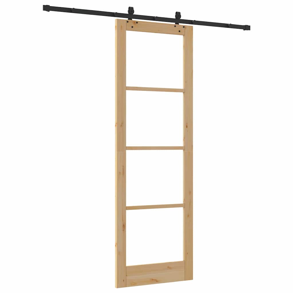Schiebetür Natur 78 X 232 Cm Massivholz Kiefer Und Glas