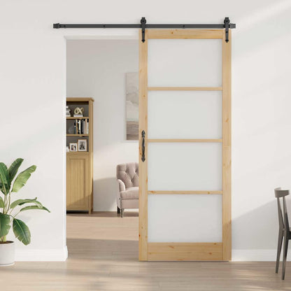 Schiebetür Natur 83 X 232 Cm Massivholz Kiefer Und Glas