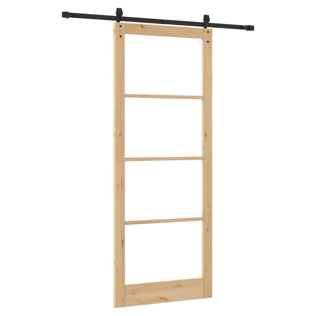 Schiebetür Natur 83 X 232 Cm Massivholz Kiefer Und Glas