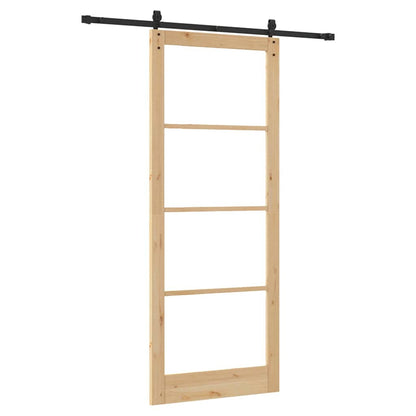 Schiebetür Natur 83 X 232 Cm Massivholz Kiefer Und Glas