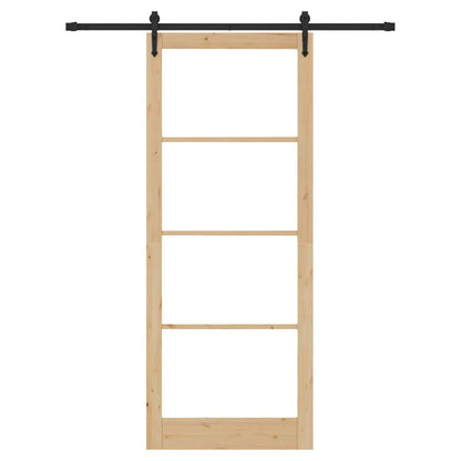 Schiebetür Natur 83 X 232 Cm Massivholz Kiefer Und Glas