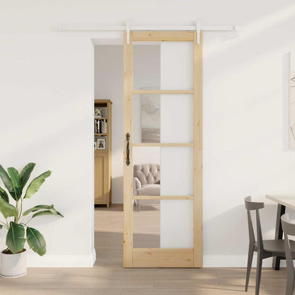 Schiebetür Natur 78 X 232 Cm Massivholz Kiefer Und Glas
