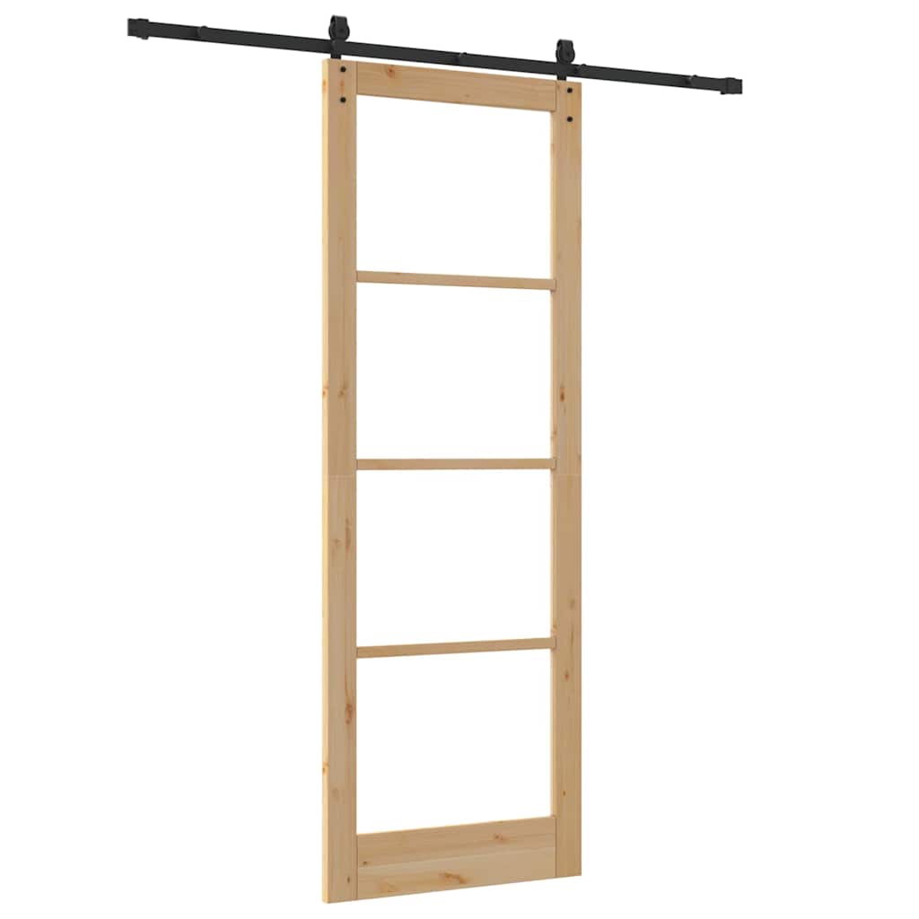 Schiebetür Natürlich Und Schwarz 83 X 232 Cm