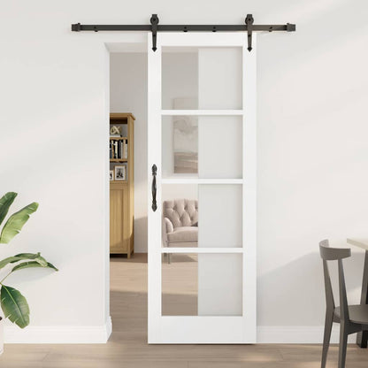 Schiebetür Orkdal Weiß 73,5 X 211 Cm Massivholz Kiefer Und Glas