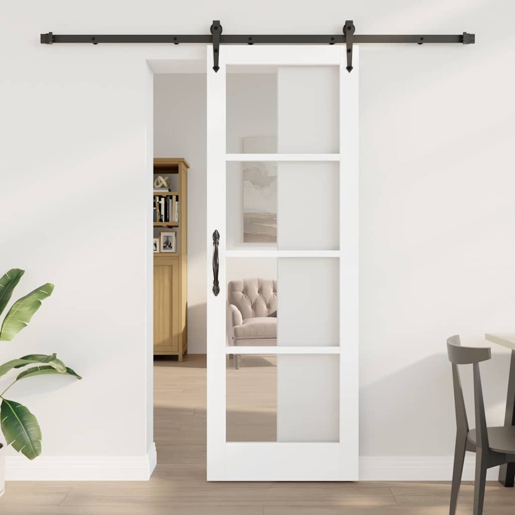 Schiebetür Orkdal Weiß 73,5 X 211 Cm Massivholz Kiefer Und Glas