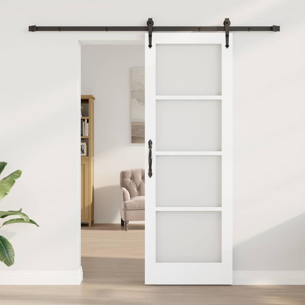 Schiebetür Orkdal Weiß 73,5 X 211 Cm Massivholz Kiefer Und Glas