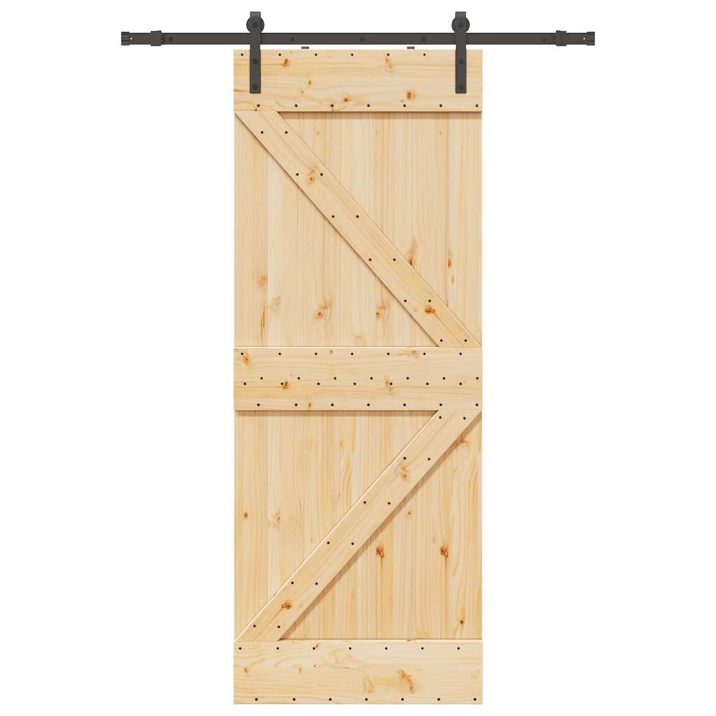 Schiebetür Mit Beschlag 80X210 Cm Massivholz Kiefer