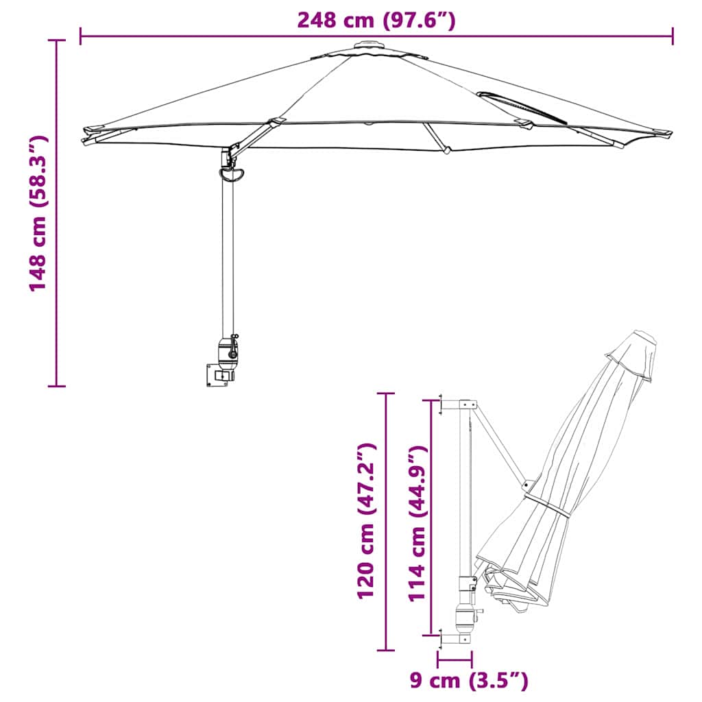 Garten-Sonnenschirm 248 X 248 X 148 Cm