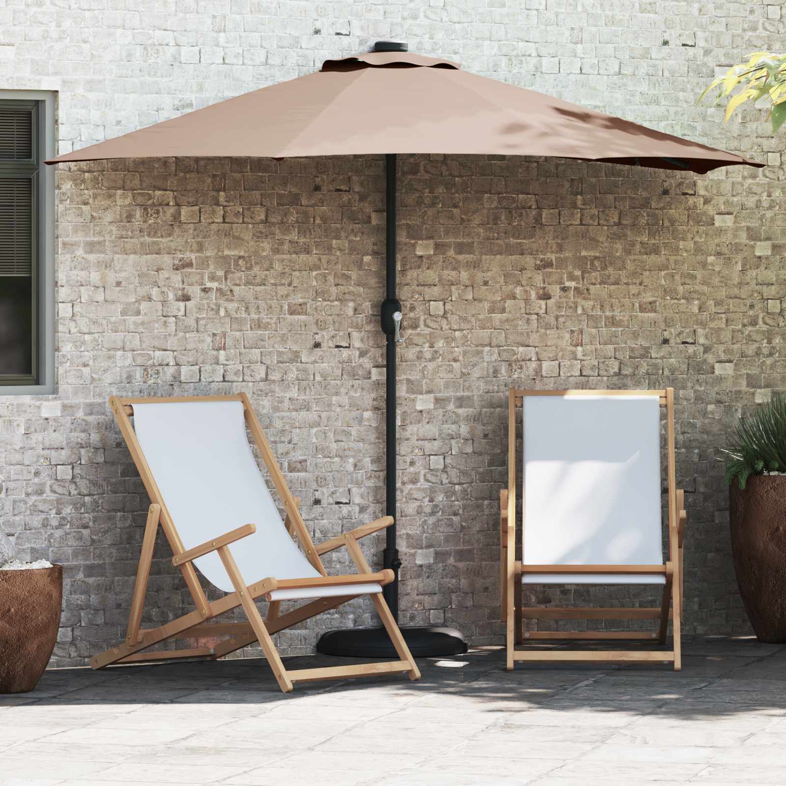 Garten-Sonnenschirm 294 X 150 X 224 Cm Polyester Und Stahl