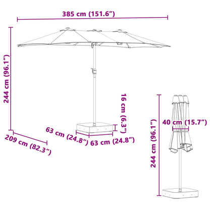 Garten-Sonnenschirm 385 X 209 X 244 Cm Polyester