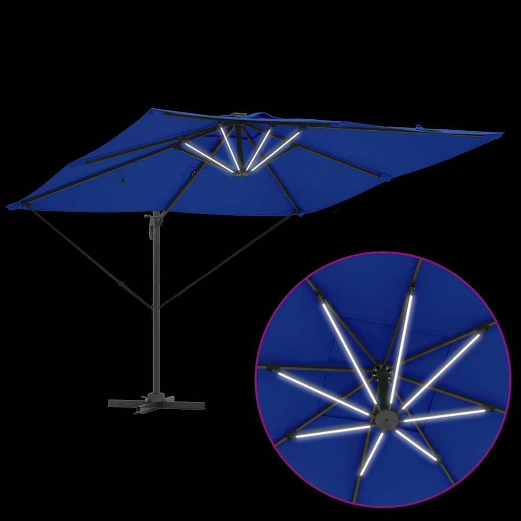 Sonnenschirm Mit Led-Lichtleisten Azure Blau 286 X 284 X 270 Cm