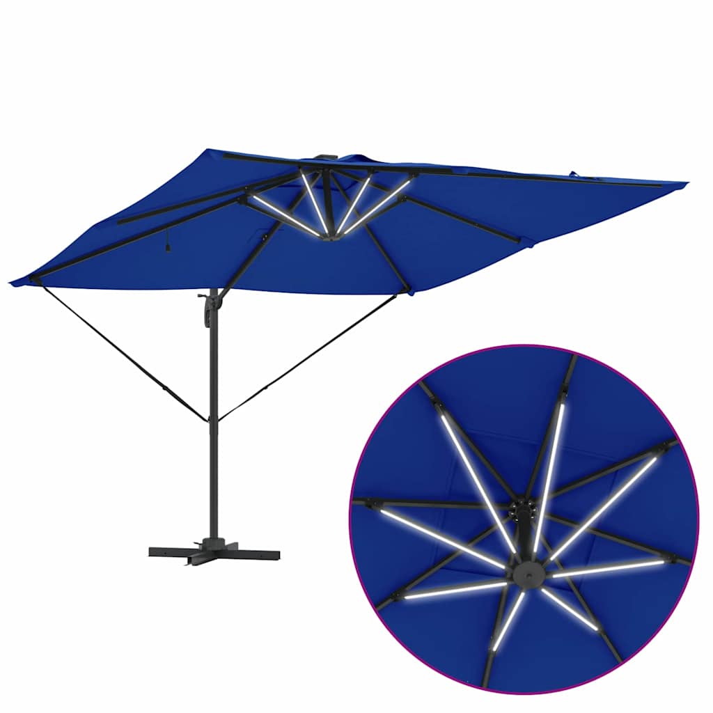 Sonnenschirm Mit Led-Lichtleisten Azure Blau 286 X 284 X 270 Cm