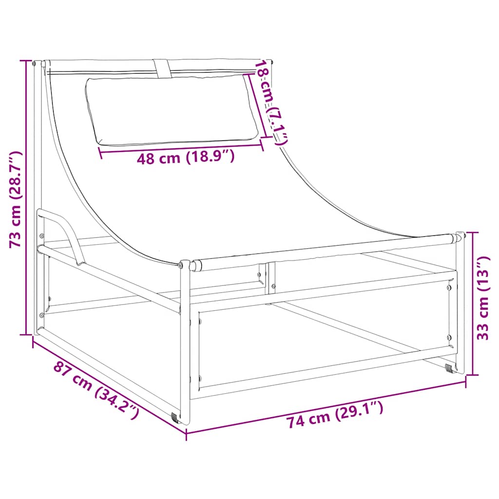 Gartenliege Anthrazit 87X74X73 Cm Stahl Und Textilene