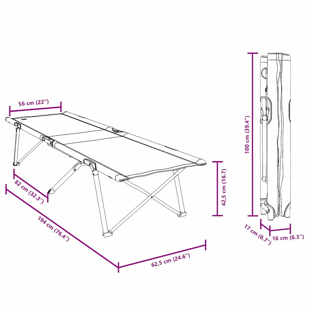 Klapp Schlafbett Fürs Camping 2 Pcs Grün 194 X 62,5 X 42,5 Cm