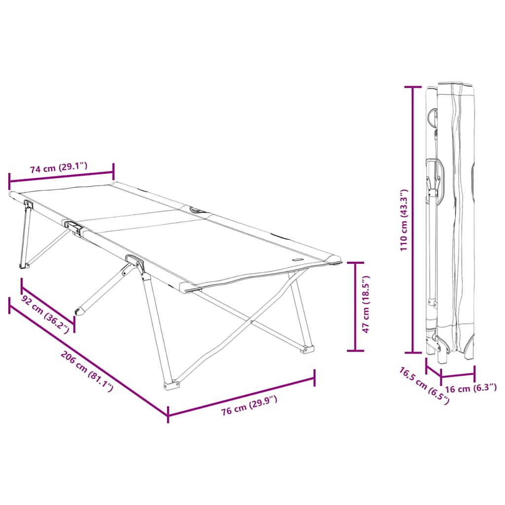 Klapp Schlafbett Fürs Camping Blatt 2 Pcs Wald 206 X 76 X 74 Cm