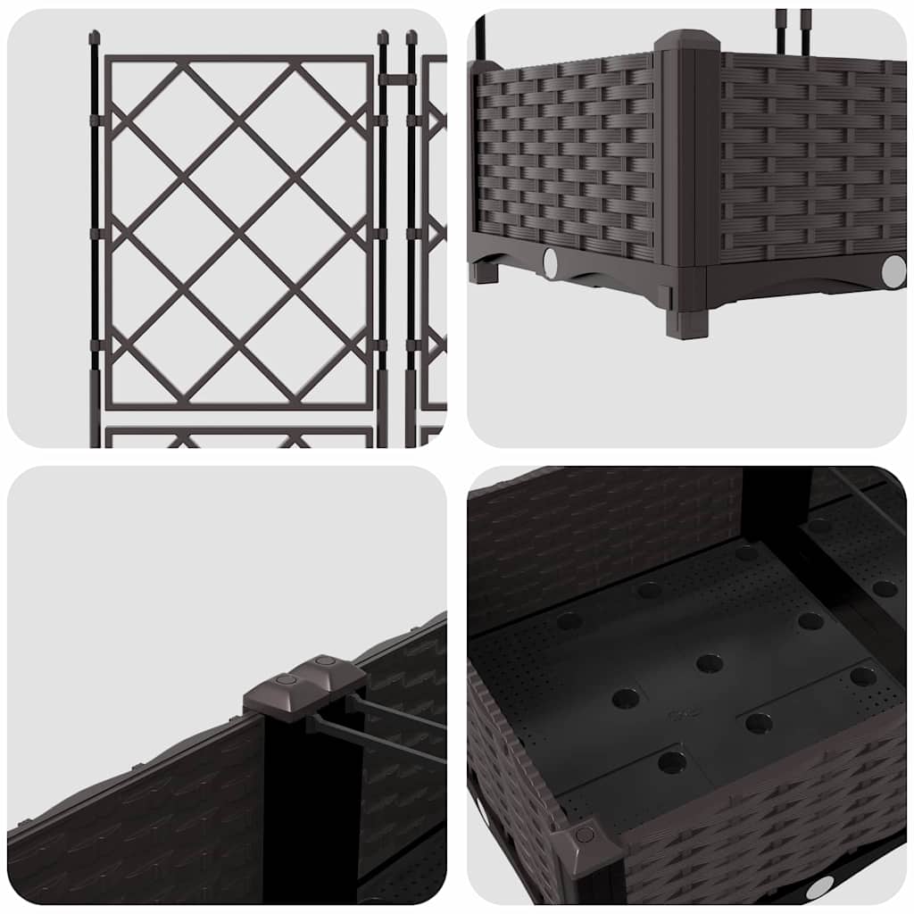 Garten-Pflanzgefäß 2 Pcs Braun 80 X 40 X 125,5 Cm Kunststoff