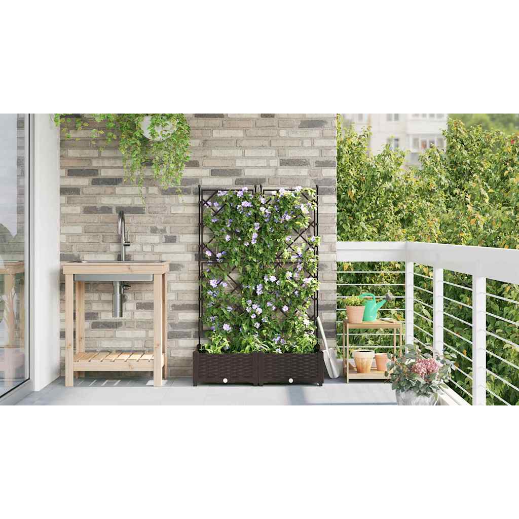 Garten-Pflanzgefäß 2 Pcs Braun 80 X 40 X 125,5 Cm Kunststoff