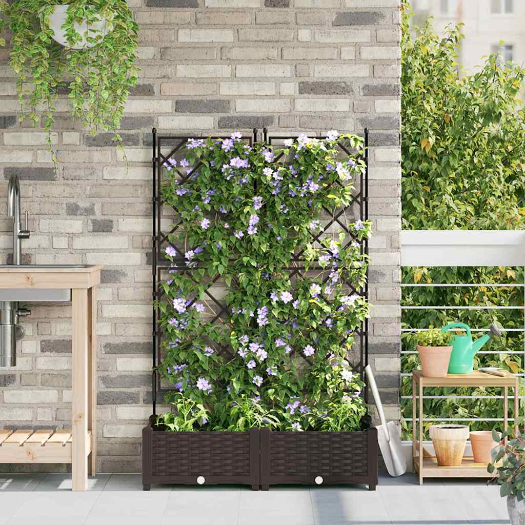 Garten-Pflanzgefäß 2 Pcs Braun 80 X 40 X 125,5 Cm Kunststoff