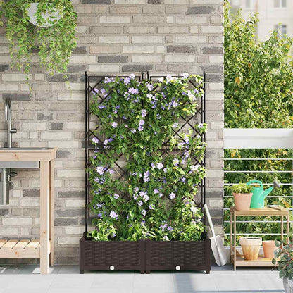 Garten-Pflanzgefäß 2 Pcs Braun 80 X 40 X 125,5 Cm Kunststoff