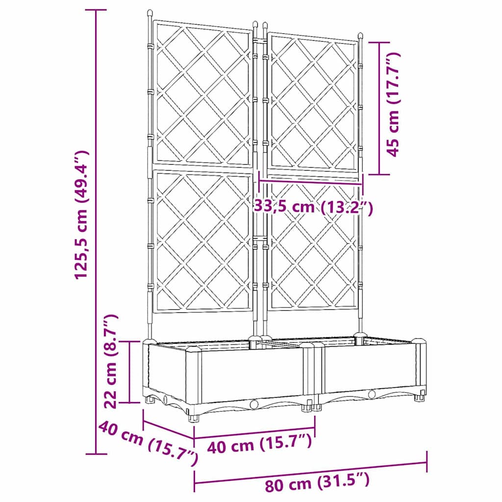 Garten-Pflanzgefäß 2 Pcs Braun 80 X 40 X 125,5 Cm Kunststoff