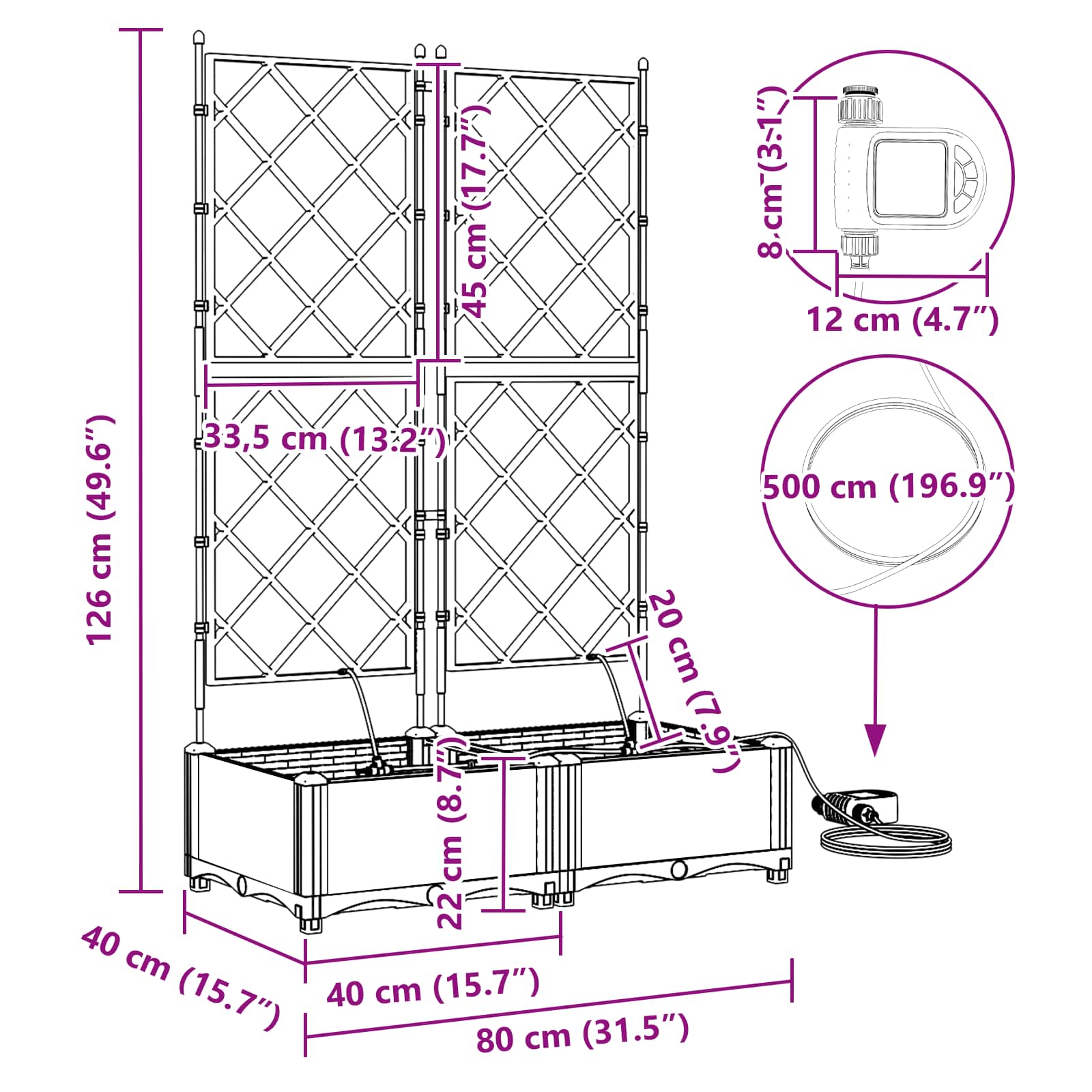 Garten-Pflanzgefäß 2 Pcs Kunststoff