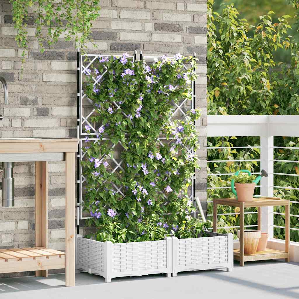 Garten-Pflanzgefäß 2 Pcs Weiß 80 X 40 X 125,5 Cm Kunststoff