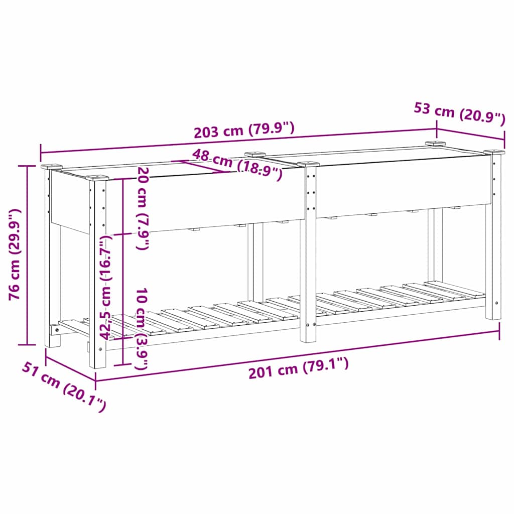 Garten-Pflanzgefäß Beige 203 X 53 X 76,5 Cm