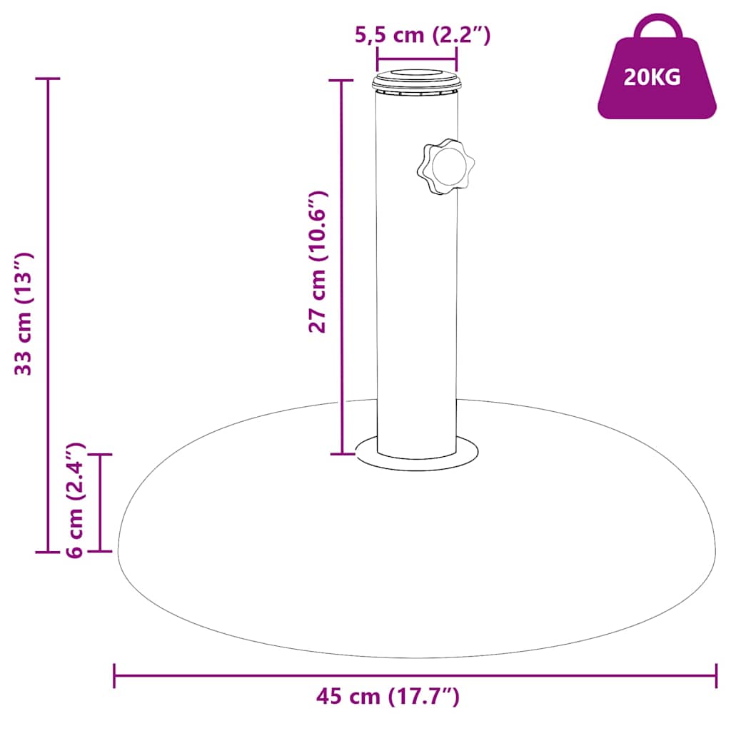 Sonnenschirmständer 20,9Kg Weiß Beton Rund