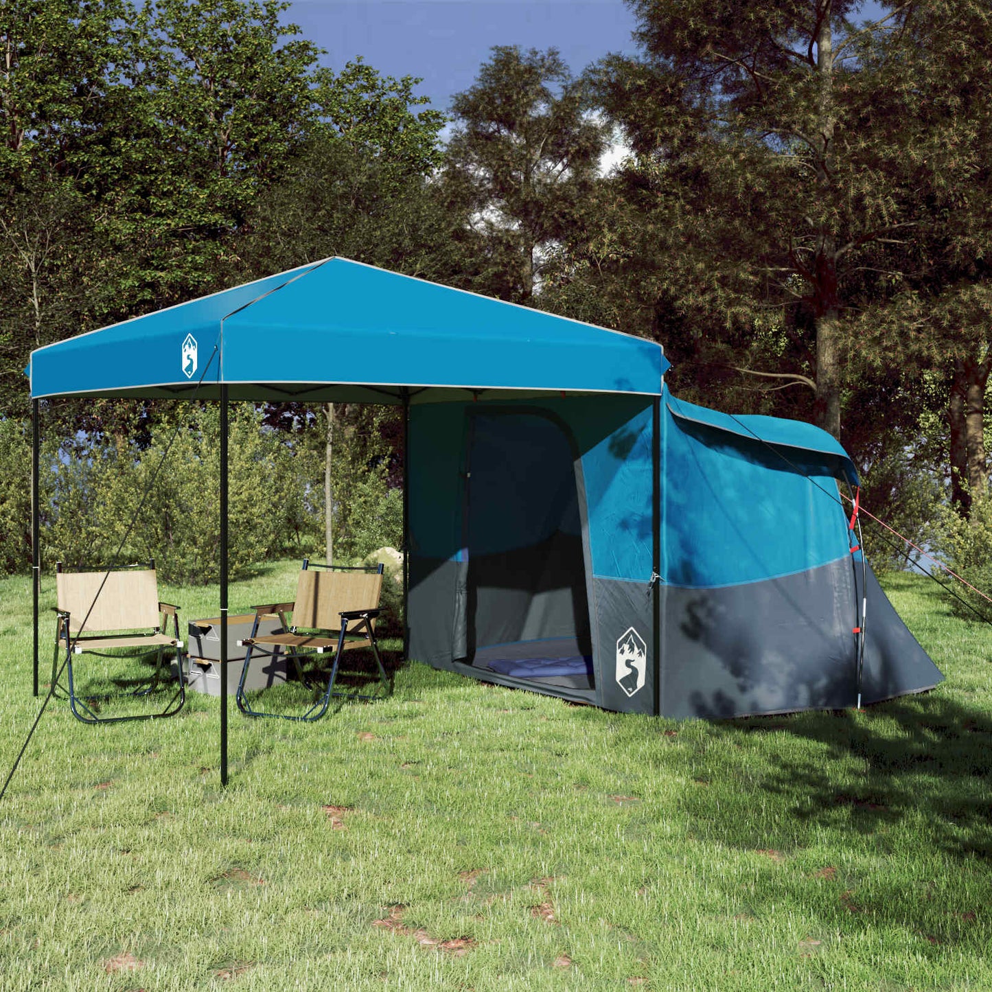 Camping-Zelt-Set 2 Pcs Grau Und Taffeta Und Stoff