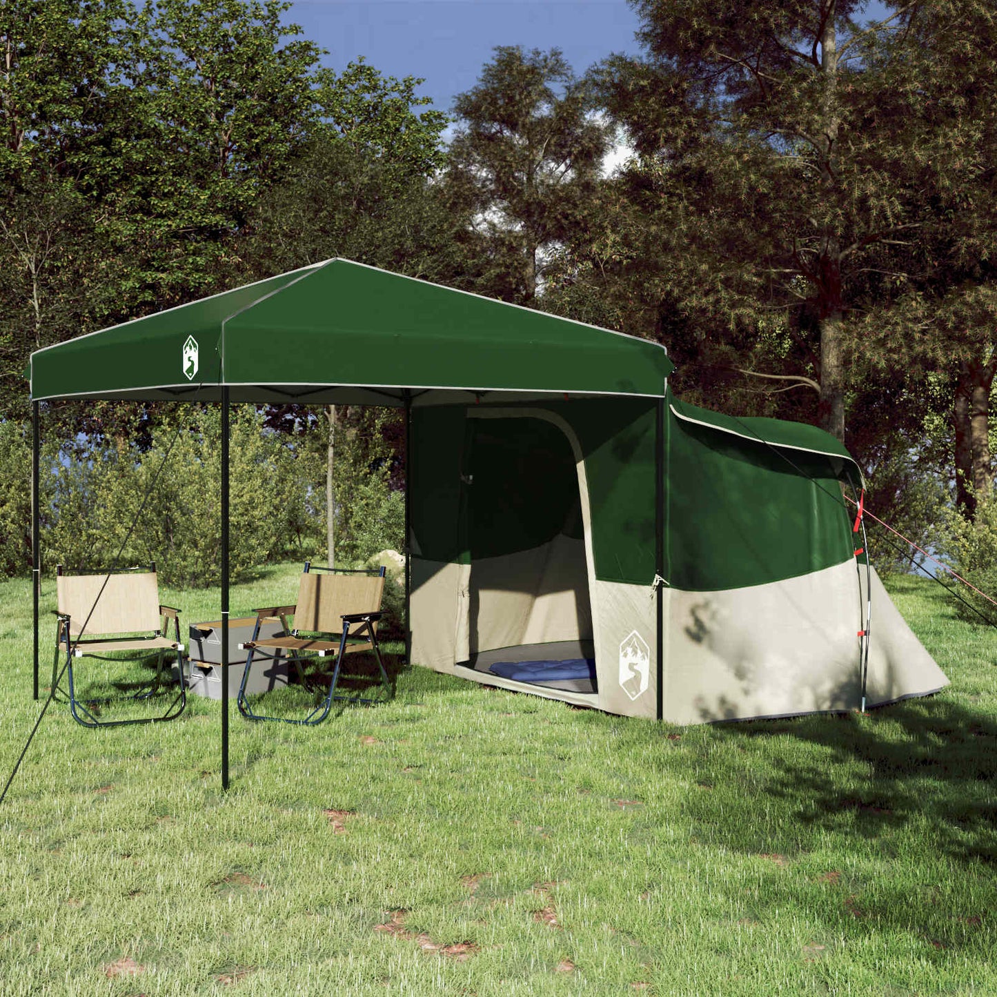 Camping-Zelt-Set 2 Pcs Grau Und Taffeta Und Stoff