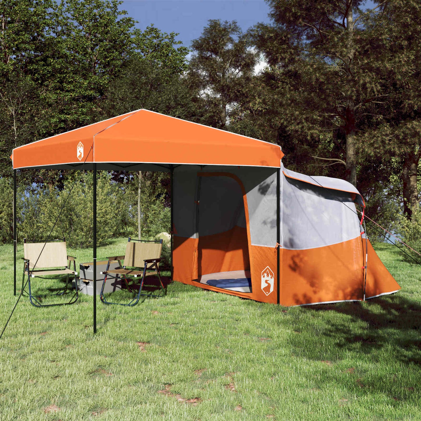Camping-Zelt-Set 2 Pcs Grau Und Taffeta Und Stoff