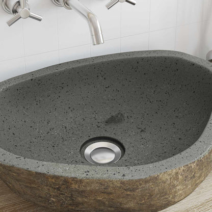 Flusssteinwaschbecken Hellgrau 52 X 40 X 15 Cm Flussstein
