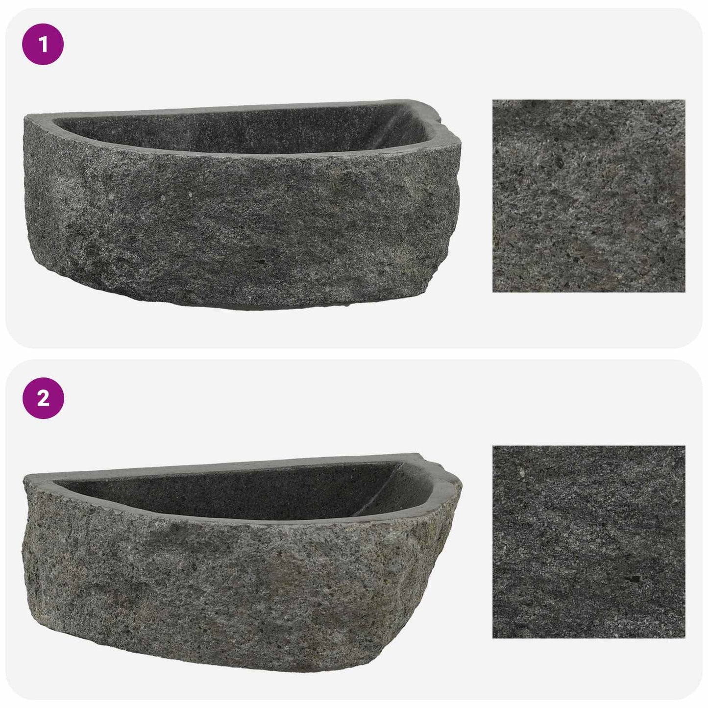 Wandmontiertes Waschbecken Grau 45 X 35 X 15 Cm Flussstein
